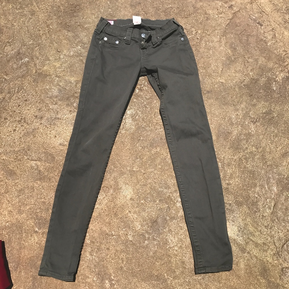 True Religion Army Green skinny jeans